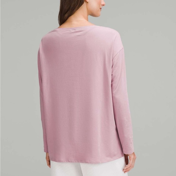 Lululemon Relaxed-Fit Boatneck Long-Sleeve Shirt Rose Blush - Picture 2 of 8